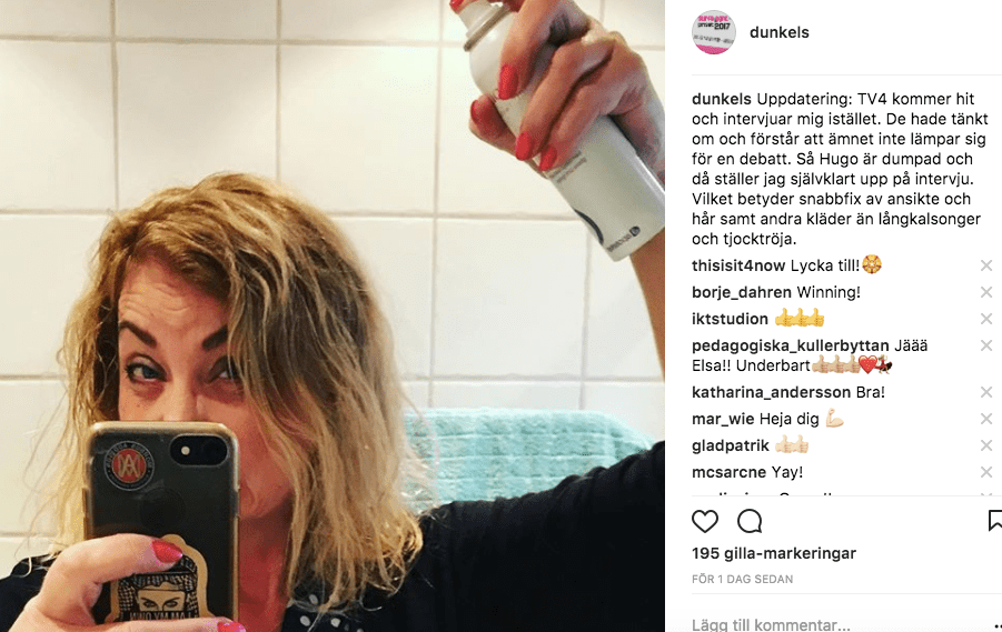 Uppdatering: TV4 kommer hit och intervjuar mig istället. De hade tänkt om och förstår att ämnet inte lämpar sig för en debatt. Så Hugo är dumpad och då ställer jag självklart upp på intervju. Vilket betyder snabbfix av ansikte och hår samt andra kläder än långkalsonger och tjocktröja.